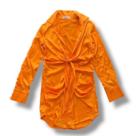 RIVIR Dress Women's Size Medium Orange - Picture 5 of 9